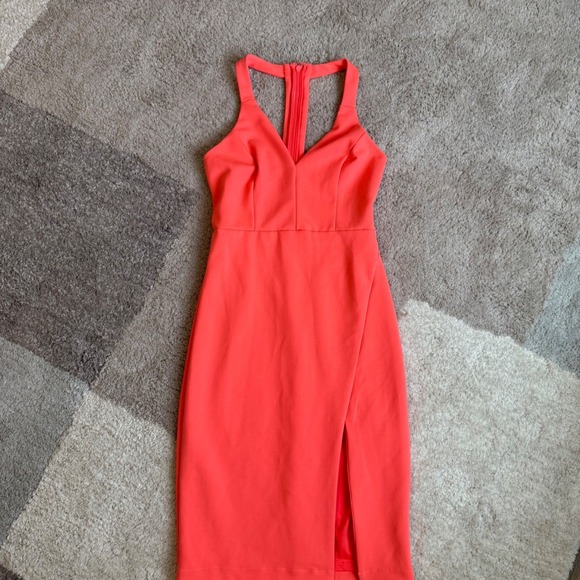 Lulus Dresses & Skirts - Lulus Coral Orange T-Back Bodycon Midi Dress RH13430LULU NWT Size Small